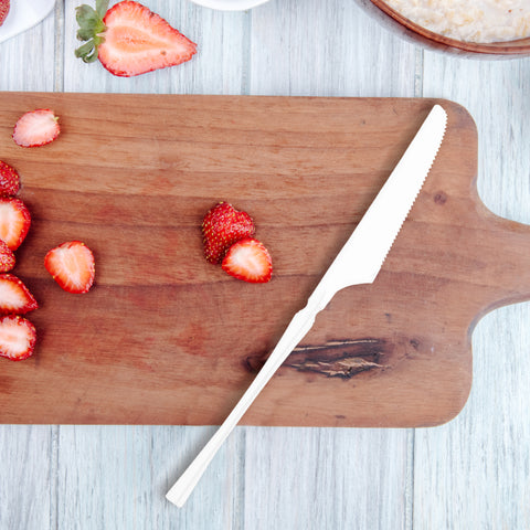 Solid White Moderno Disposable Plastic Dinner Knives