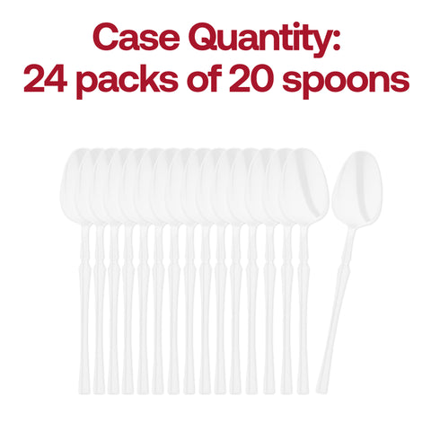 Solid White Moderno Disposable Plastic Dinner Spoons