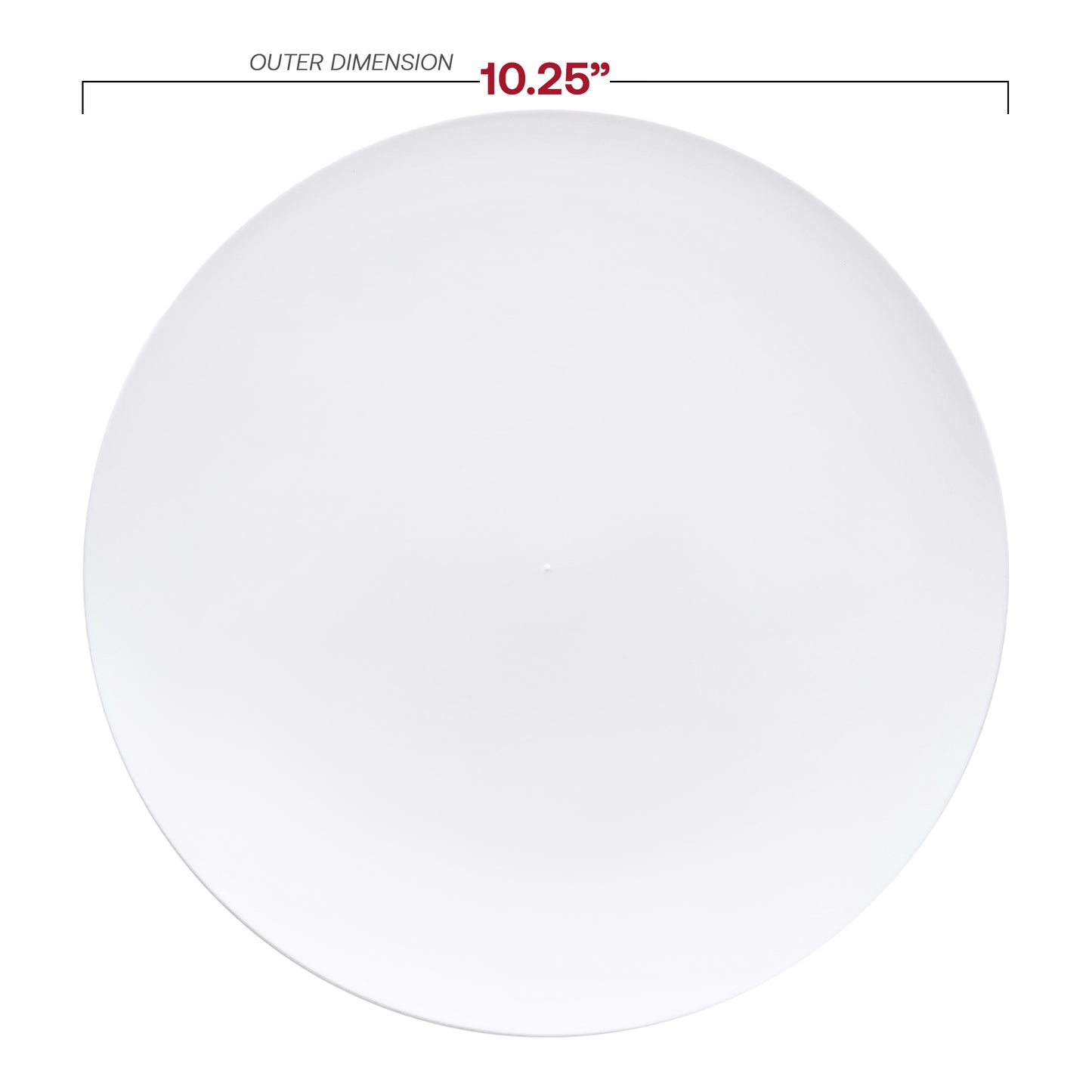 Solid White Organic Round Disposable Plastic Dinner Plates (10.25") Dimension | The Kaya Collection