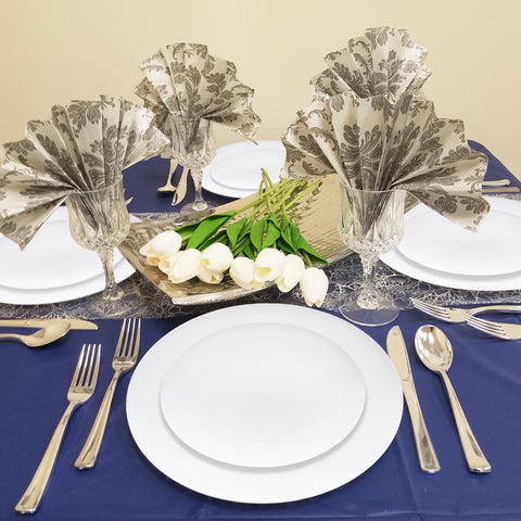 Solid White Organic Round Plastic Disposable Dinner Plates (10.25