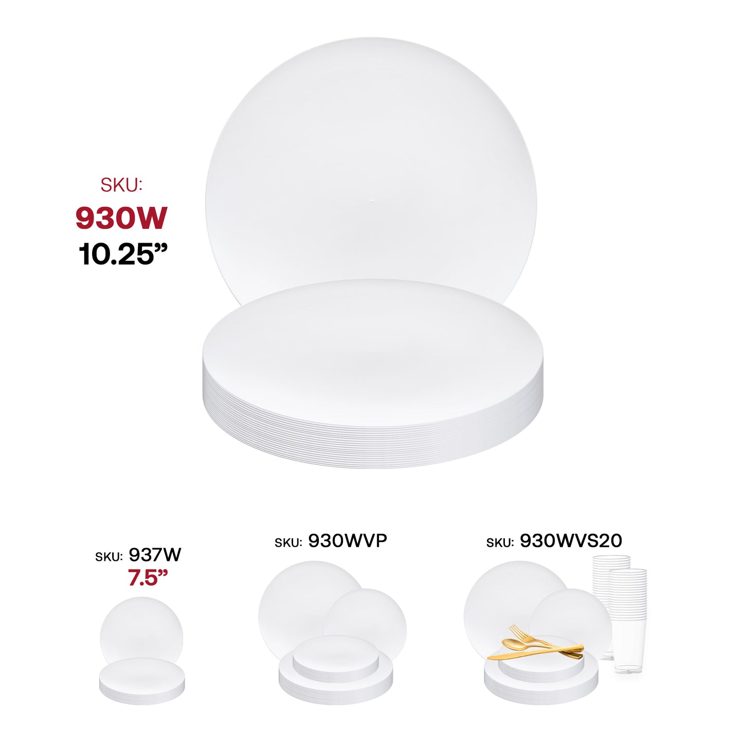 Solid White Organic Round Disposable Plastic Dinner Plates (10.25") SKU | The Kaya Collection