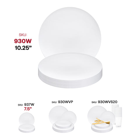 Solid White Organic Round Disposable Plastic Dinner Plates (10.25