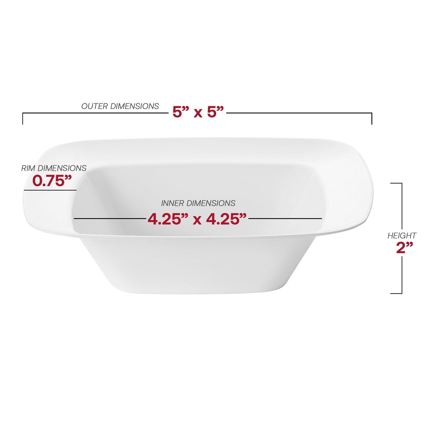 Solid White Rounded Square Disposable Plastic Dessert Bowls (5 oz.) | The Kaya Collection