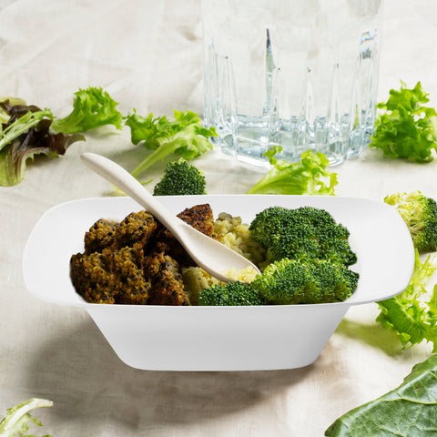 Solid White Rounded Square Plastic Dessert Bowls (5 oz.)