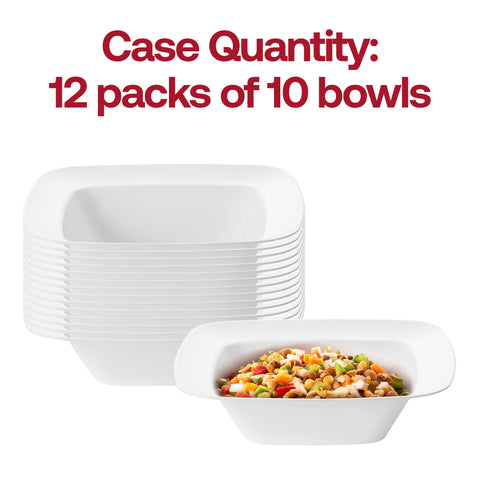 Solid White Rounded Square Disposable Plastic Soup Bowls (12 oz.) Quantity | The Kaya Collection