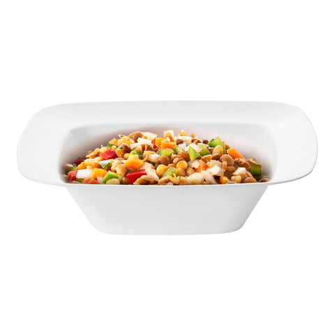 Solid White Rounded Square Disposable Plastic Soup Bowls (12 oz.) Secondary | The Kaya Collection