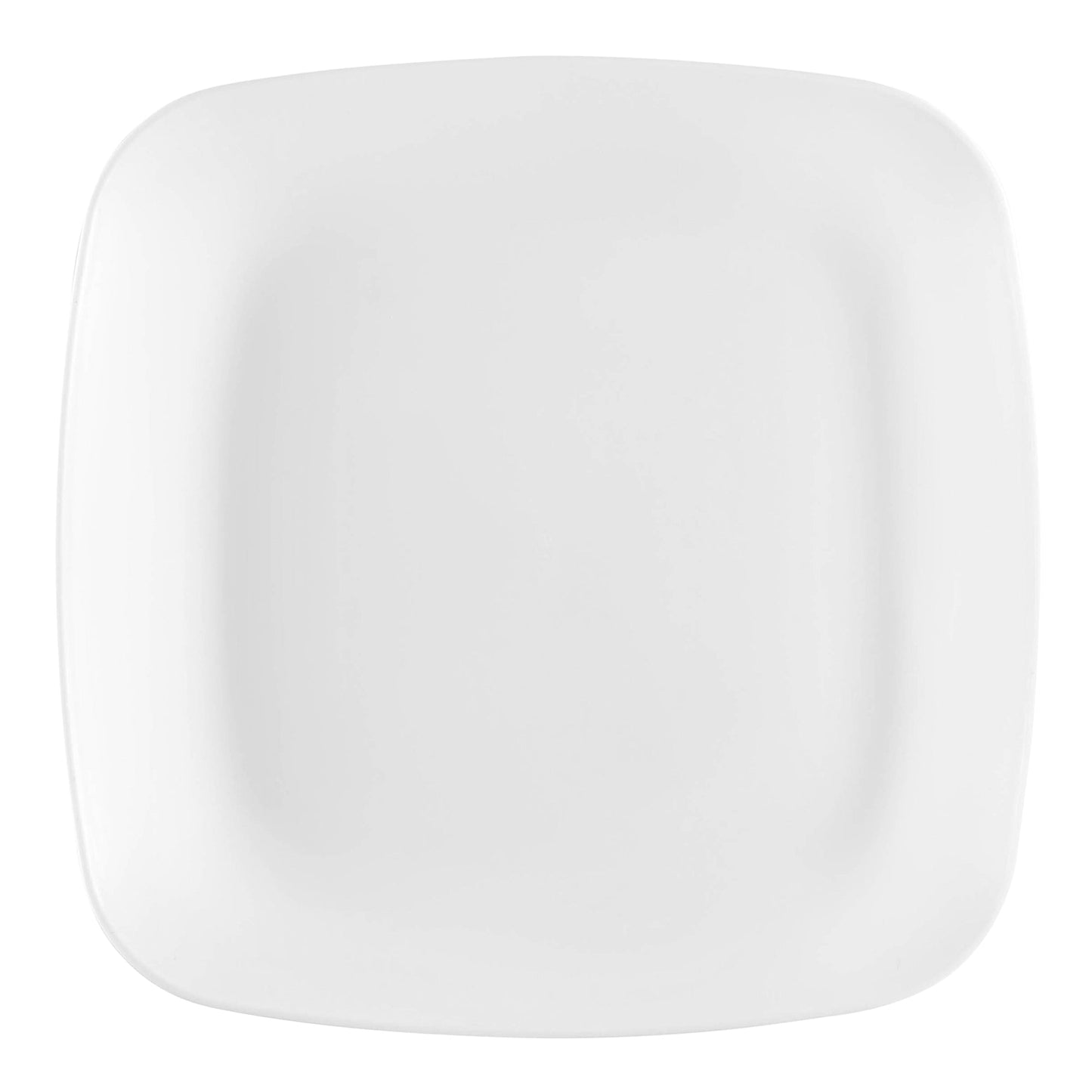 Solid White Flat Rounded Square Disposable Plastic Buffet Plates (8.5")