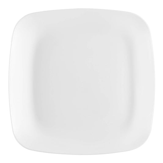 Solid White Flat Rounded Square Disposable Plastic Buffet Plates (8.5")