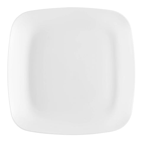 Solid White Flat Rounded Square Disposable Plastic Buffet Plates (8.5