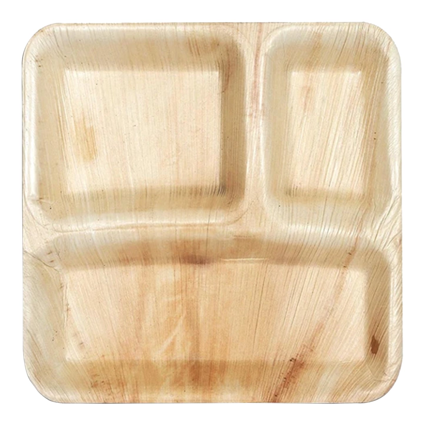 Square Palm Leaf 3-Partition Disposable Eco-Friendly Dinner Plates (10")