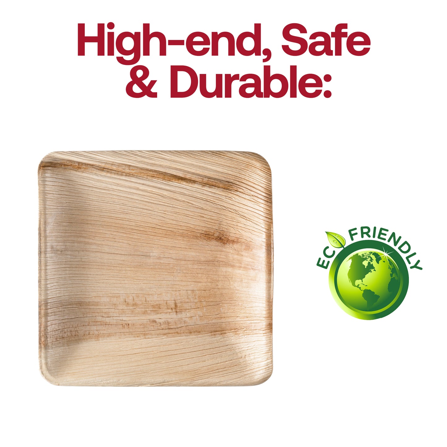 Square Palm Leaf Disposable Eco-Friendly Buffet Plates (9")
