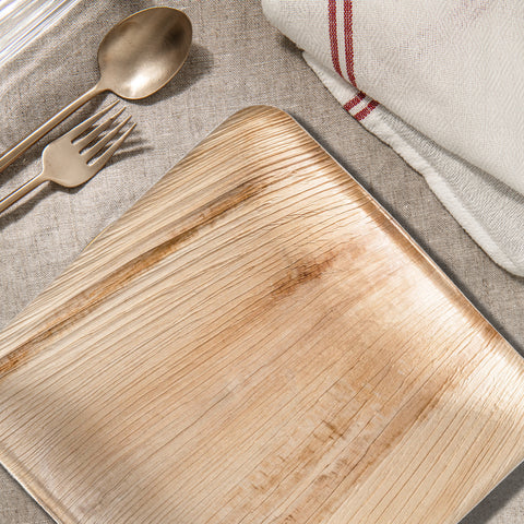 Square Palm Leaf Disposable Eco-Friendly Buffet Plates (9