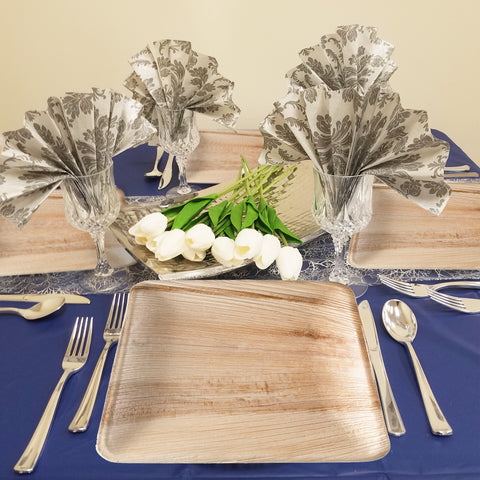 Square Palm Leaf Disposable Eco Friendly Buffet Plates (8