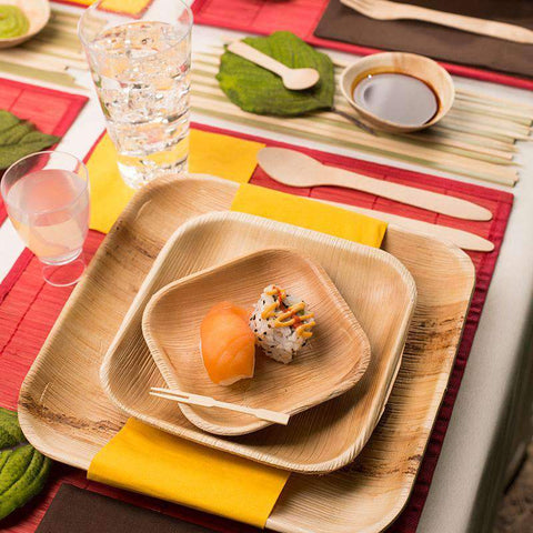 Square Palm Leaf Disposable Eco-Friendly Dinner Plates (10