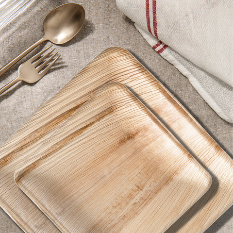 Square Palm Leaf Eco Friendly Compostable Dinnerware Value Set