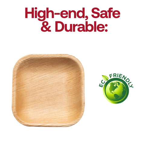 Square Palm Leaf Disposable Eco-Friendly Pastry Plates (5