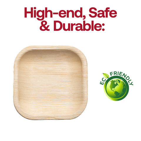 Square Palm Leaf Disposable Eco Friendly Pastry Plates (4