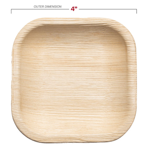 Square Palm Leaf Disposable Eco Friendly Pastry Plates (4