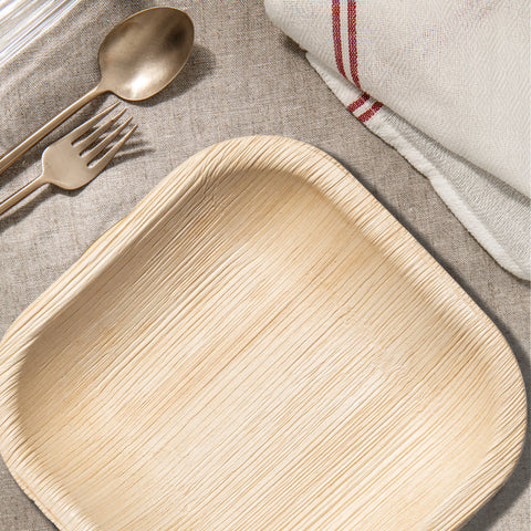 Square Palm Leaf Disposable Eco Friendly Pastry Plates (4