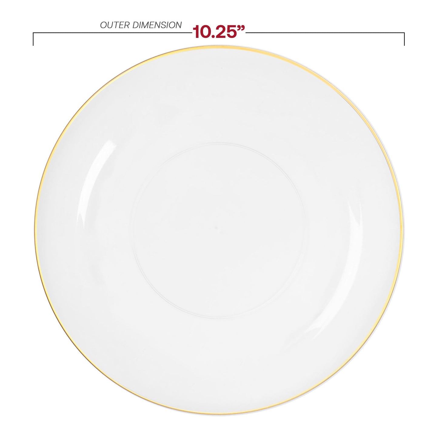 Clear with Gold Rim Organic Round Plastic Dinner Plates (10.25")