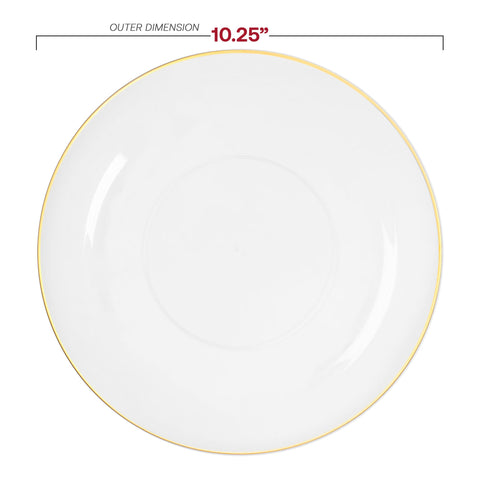 Clear with Gold Rim Organic Round Plastic Dinner Plates (10.25
