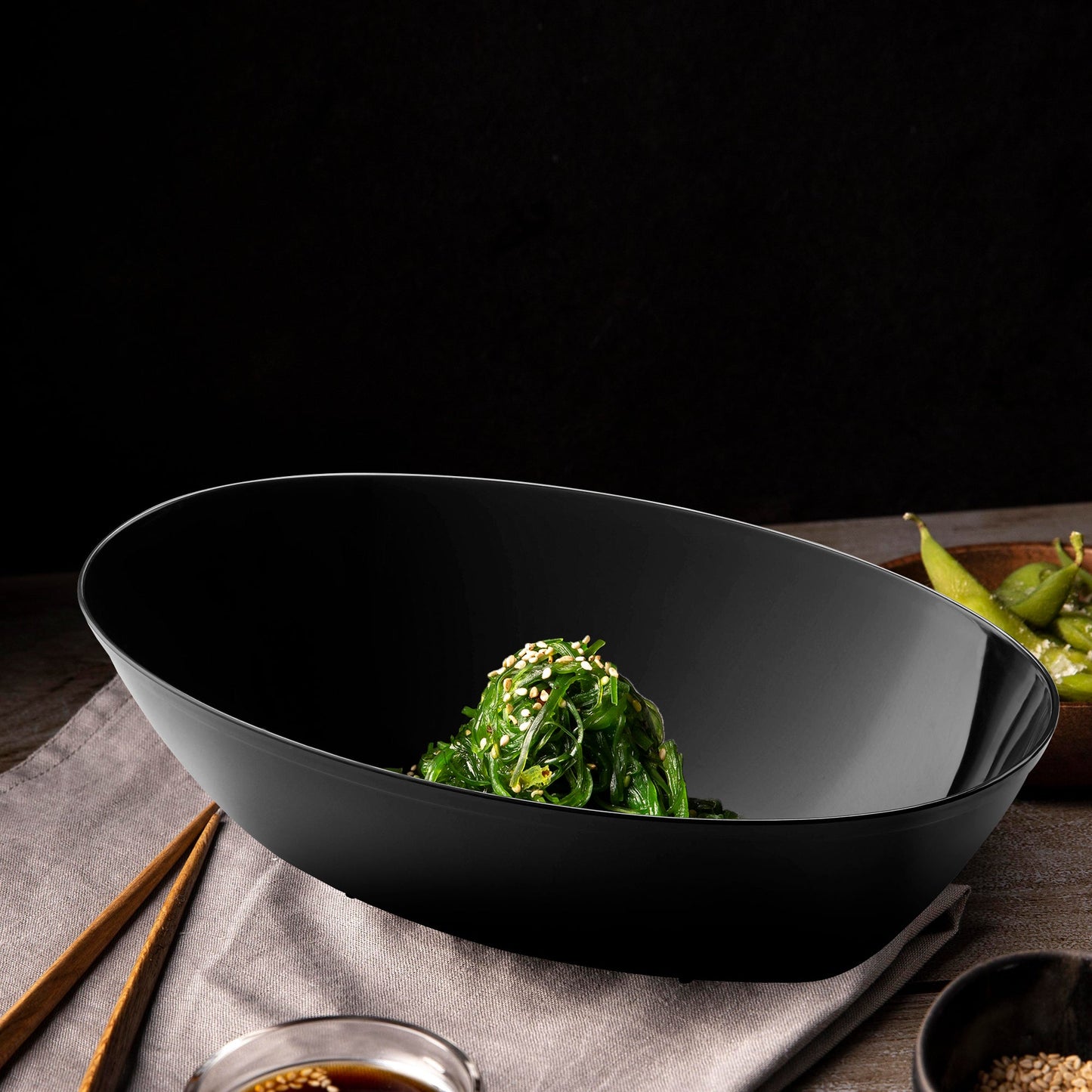 ½ Gallon Black Oval Luau Bowl