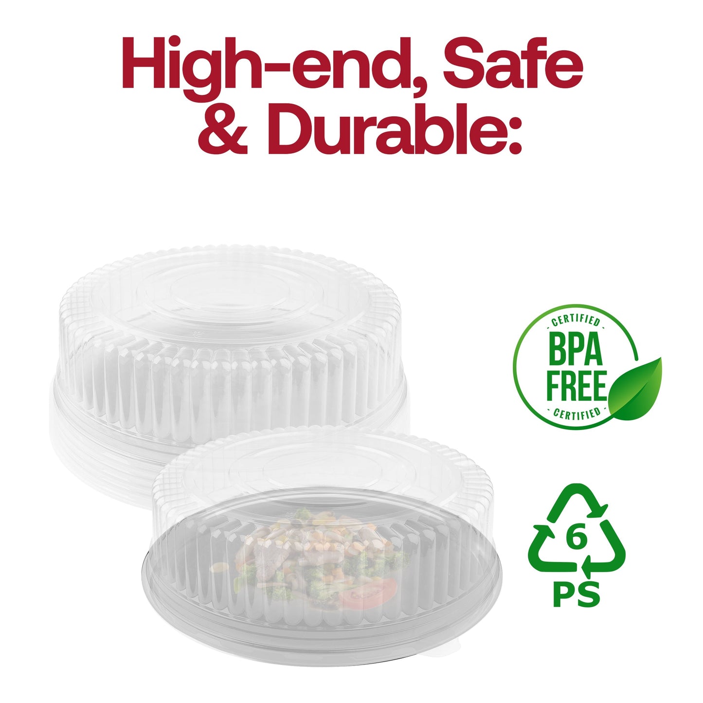 12" Clear Round Plastic Tray Lids