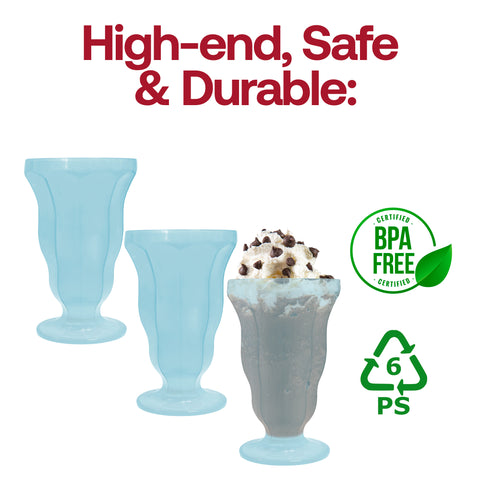 15 oz Transparent Blue Milkshake Plastic Cups