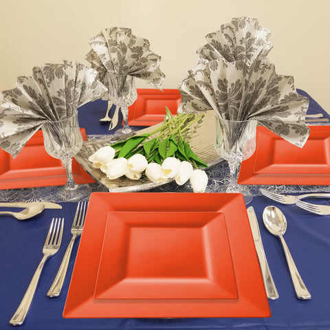 Tropical Coral Square Disposable Plastic Cake Plates (6.5