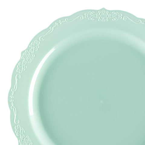 Turquoise Vintage Round Disposable Plastic Appetizer/Salad Plates (7.5