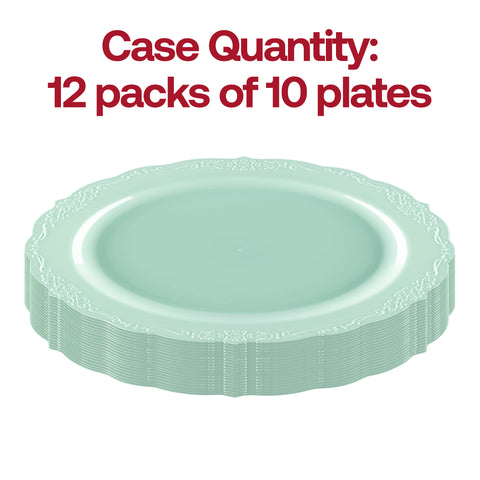 Turquoise Vintage Round Disposable Plastic Appetizer/Salad Plates (7.5