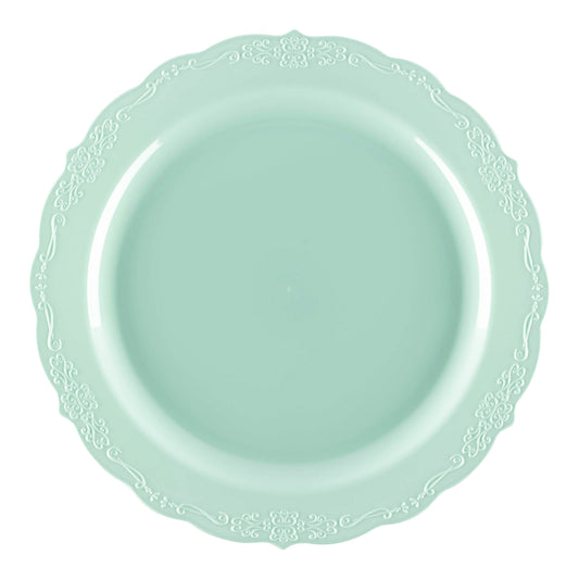 Turquoise Vintage Round Disposable Plastic Appetizer/Salad Plates (7.5") | The Kaya Collection