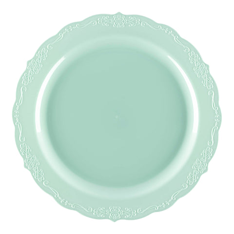 Turquoise Vintage Round Disposable Plastic Appetizer/Salad Plates (7.5