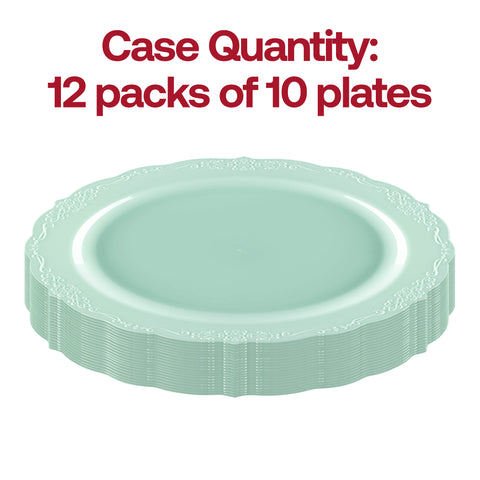 Turquoise Vintage Round Disposable Plastic Dinner Plates (10