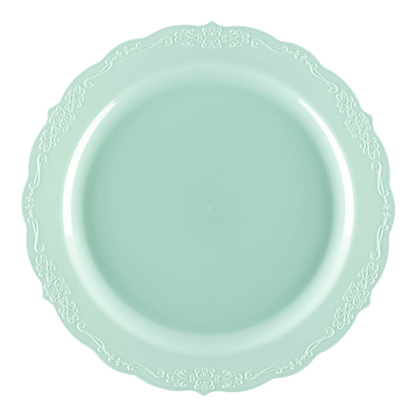 Turquoise Vintage Round Disposable Plastic Dinner Plates (10") | The Kaya Collection