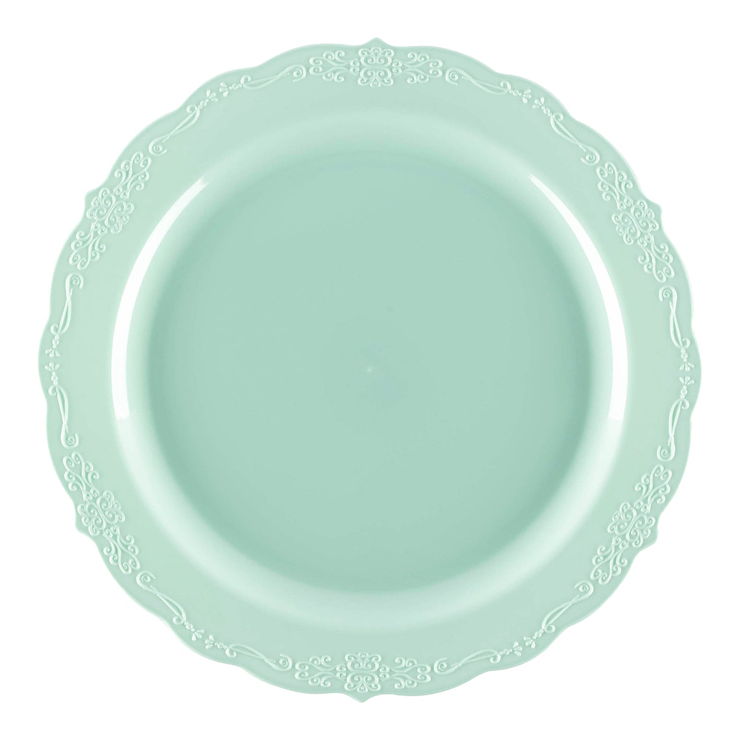 Turquoise Vintage Round Disposable Plastic Dinner Plates (10") | The Kaya Collection