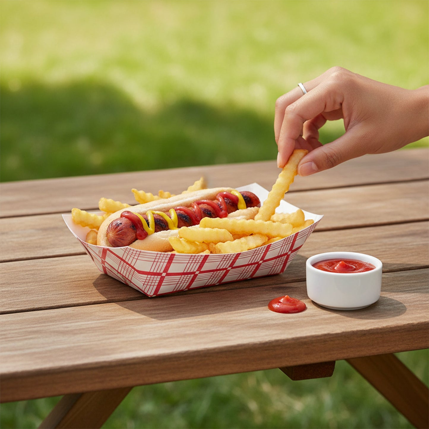 1 lb Red Plaid Paper Food Trays