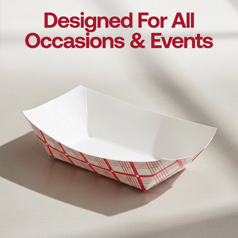 2 lb Red Plaid Paper Food Trays
