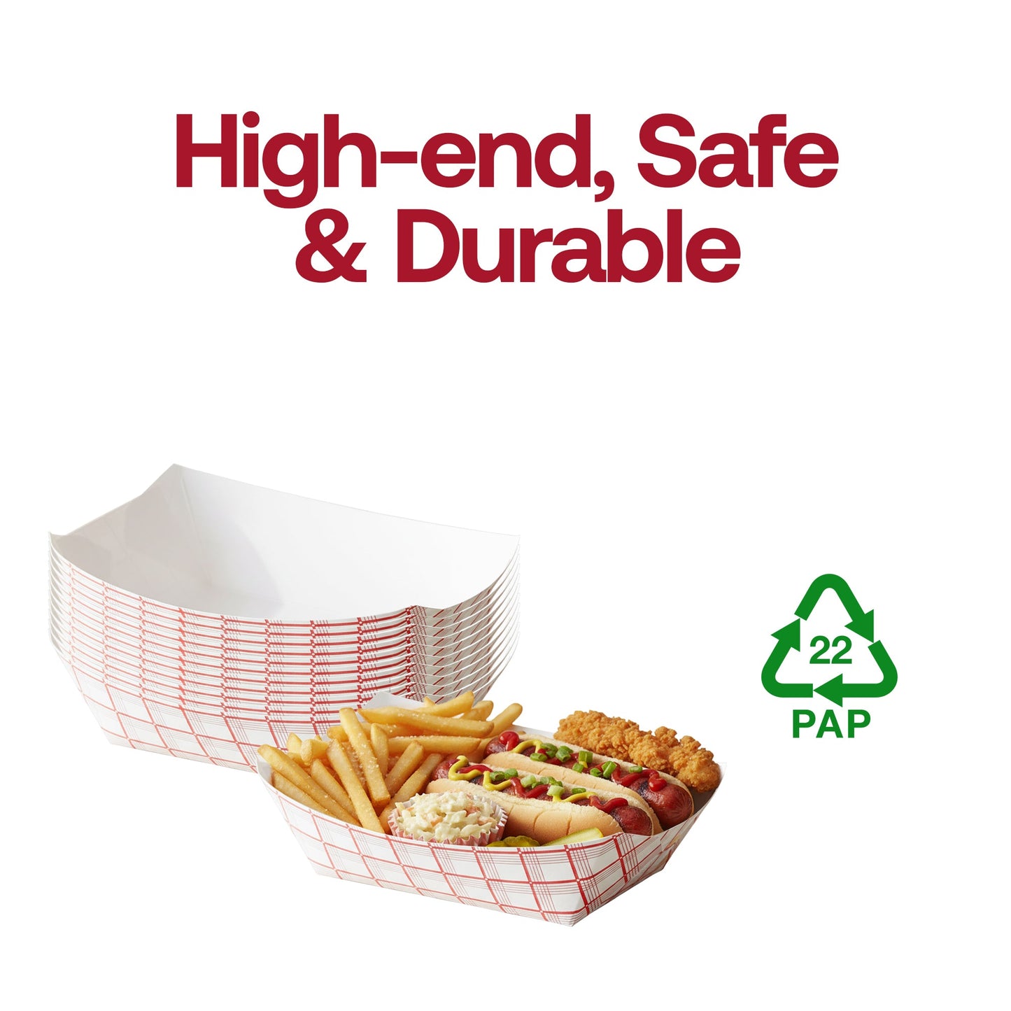 5 lb Red Plaid Paper Food Trays