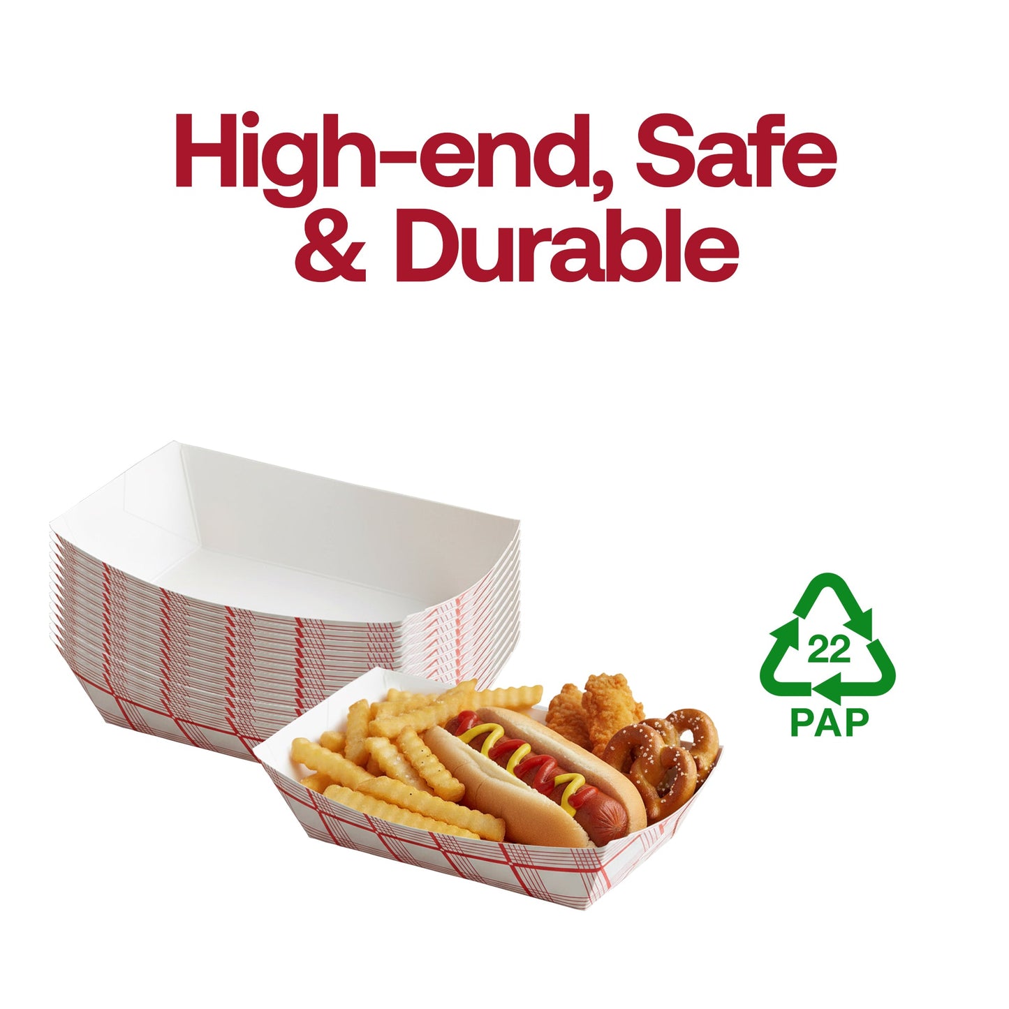 8 oz Red Plaid Paper Food Trays