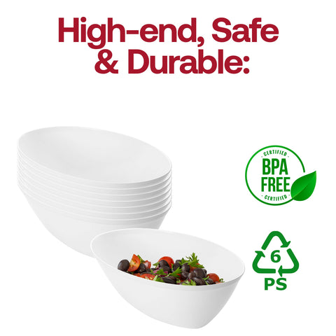 ½ Gallon White Oval Luau Bowl