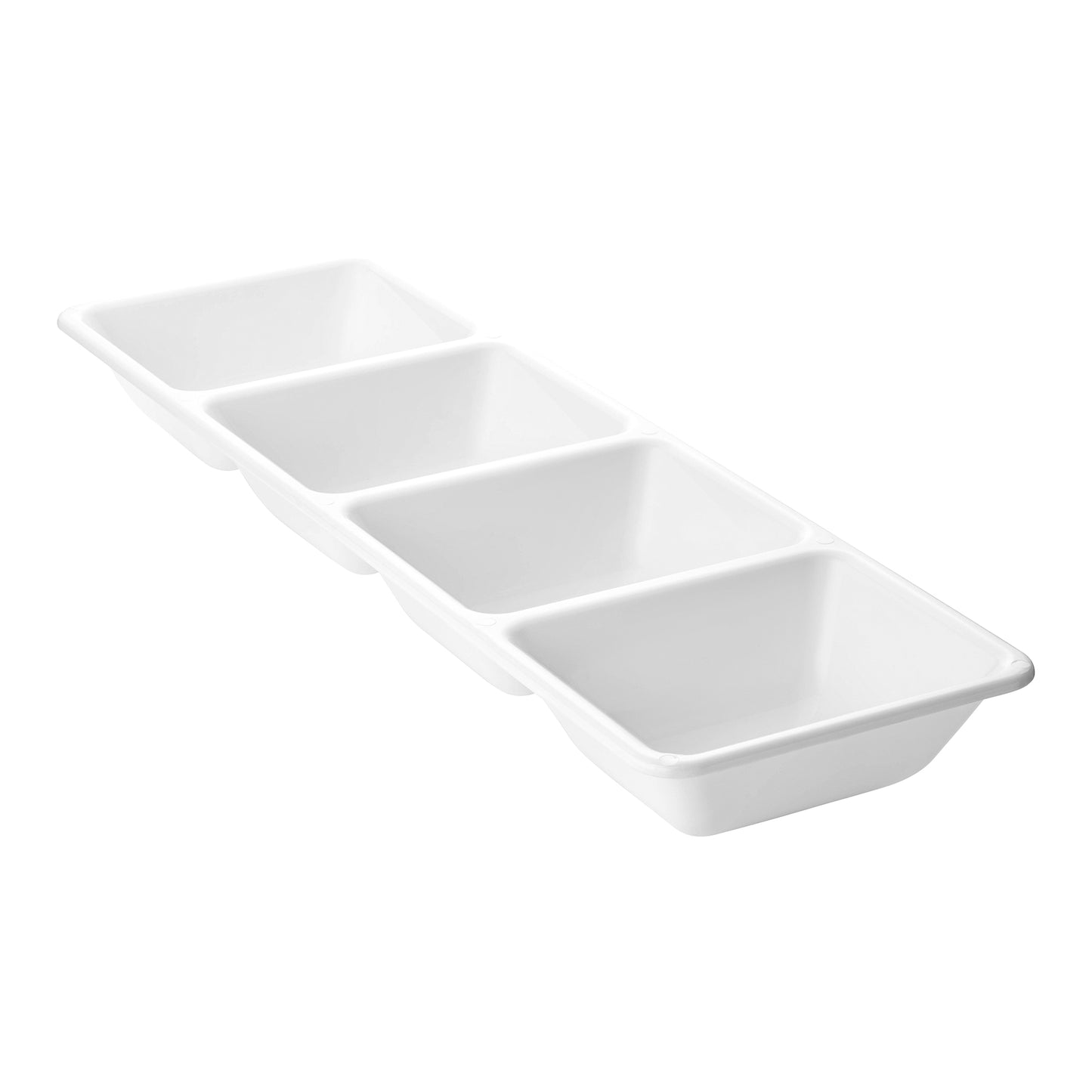 16" x 5" White 4-Section Rectangular Plastic Disposable Trays