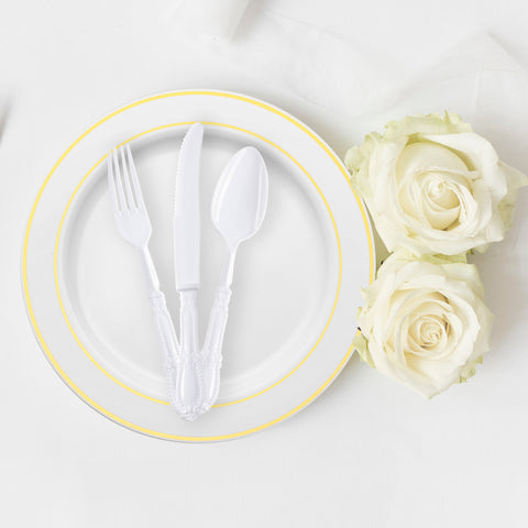White Baroque Plastic Dinner Spoons