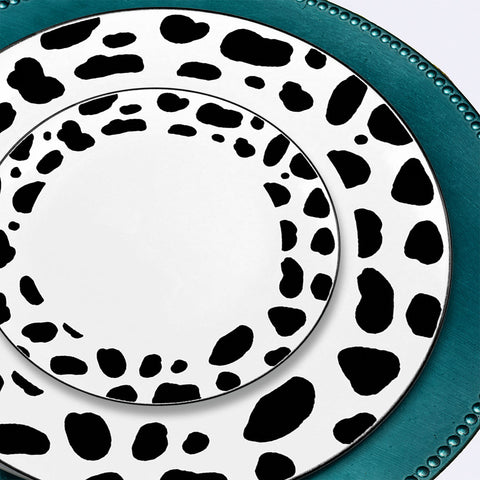 White with Black Dalmatian Spots Round Plastic Salad Plates (7.5