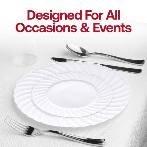 White Flair Plastic Buffet Plates (9