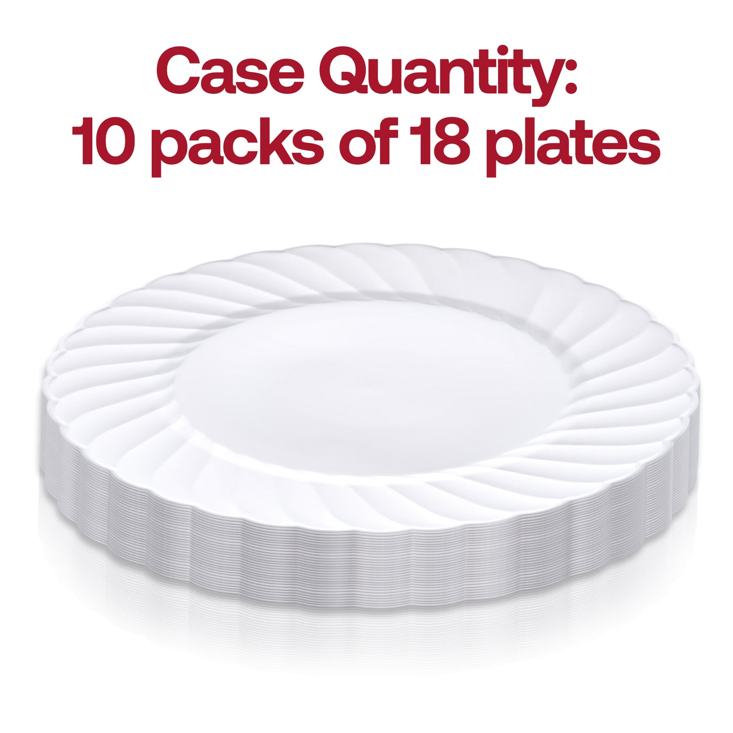 White Flair Plastic Buffet Plates (9") Quantity| The Kaya Collection
