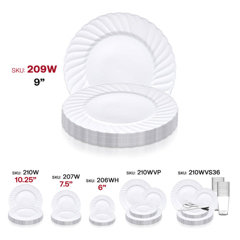 White Flair Plastic Buffet Plates (9
