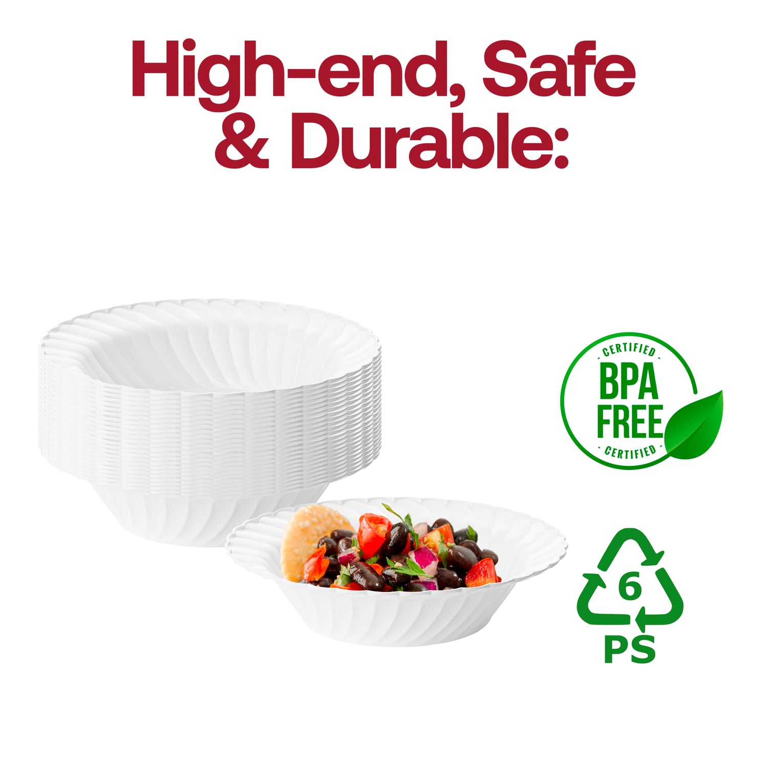 White Flair Plastic Soup Bowls (12 oz.) BPA | The Kaya Collection