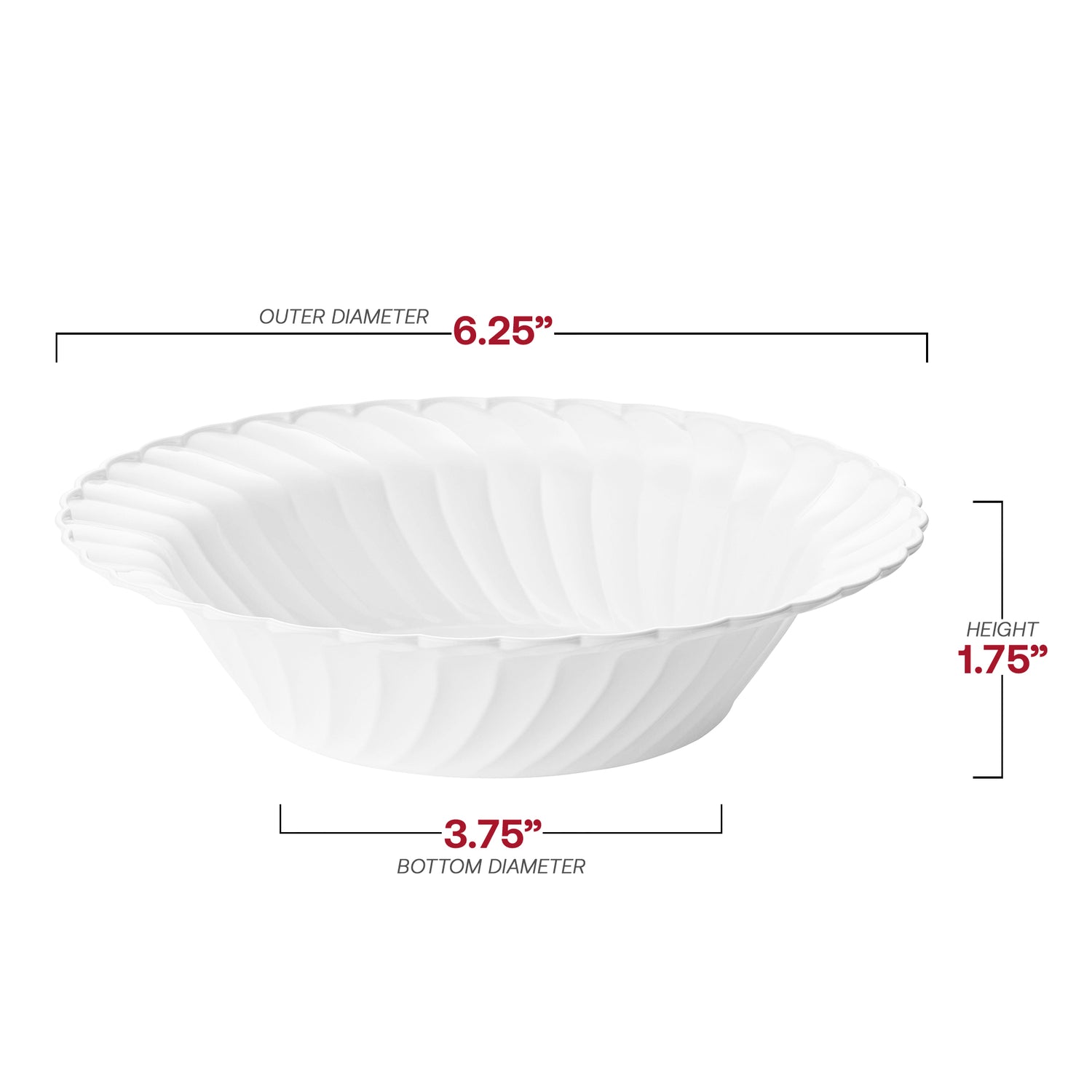 White Flair Plastic Soup Bowls (12 oz.) Dimension | The Kaya Collection