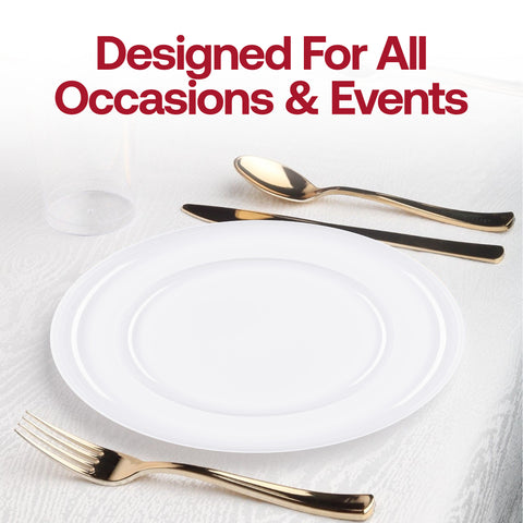 White Flat Round Disposable Plastic Appetizer/Salad Plates (8.5